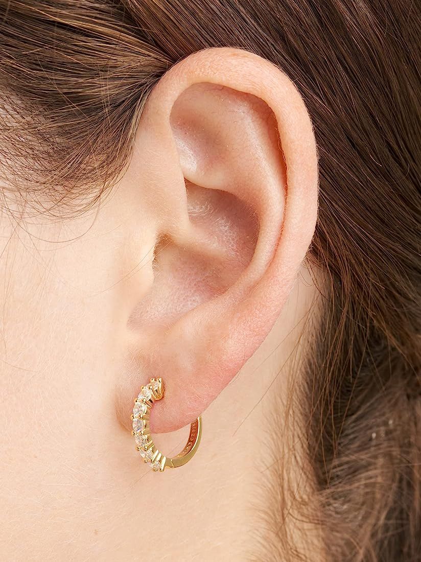 Amazon Essentials Sterling Silver Hinged Huggie Hoop Earrings | Amazon (US)