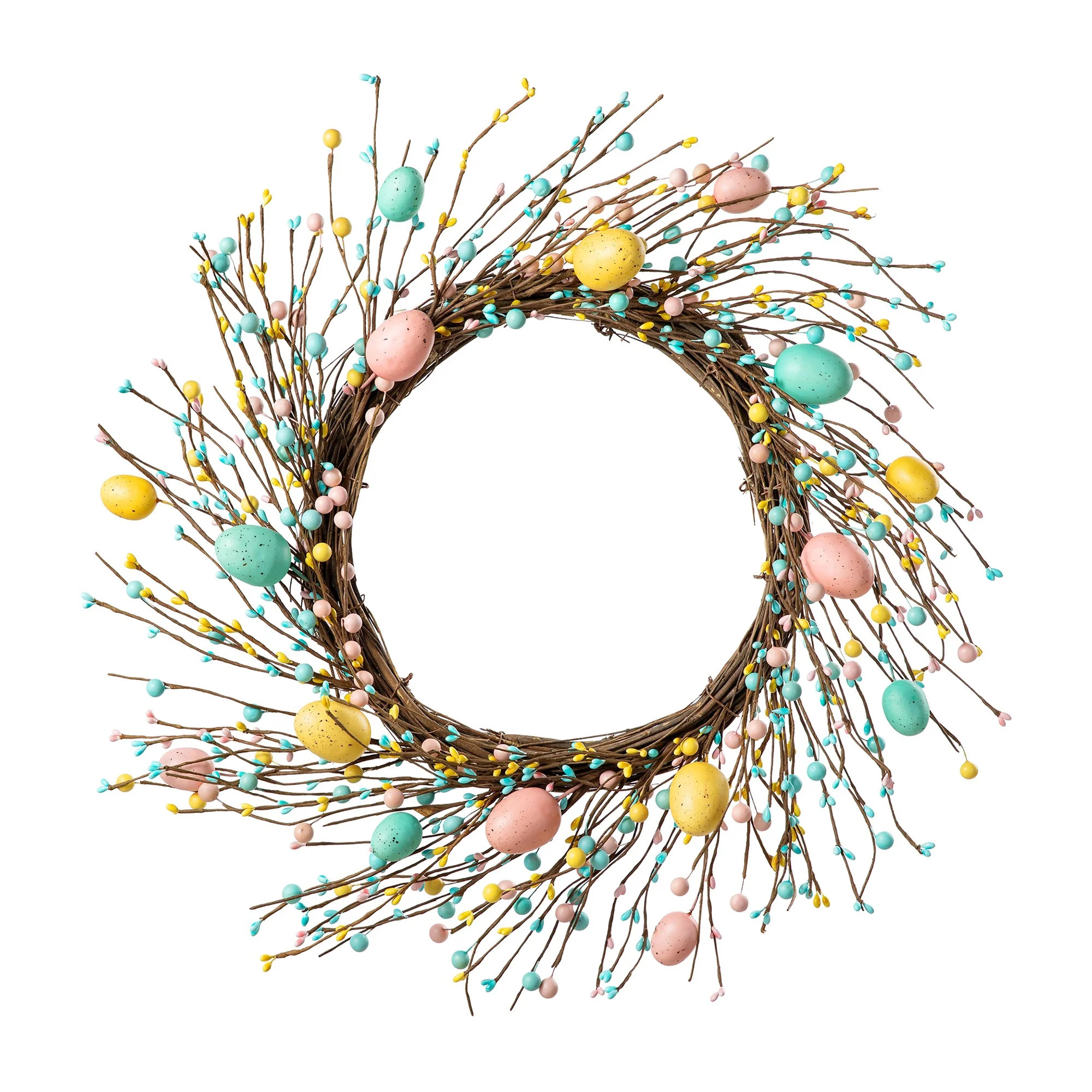 Glitzhome 22"D Easter Eggs Colored Branch Wreath | Walmart (US)