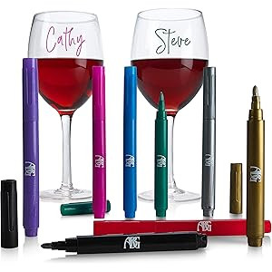 Wine Glass Markers - Pack of 8 Wine Glass Marker Pens Metallic Colors Best Wine Charms Alternativ... | Amazon (US)