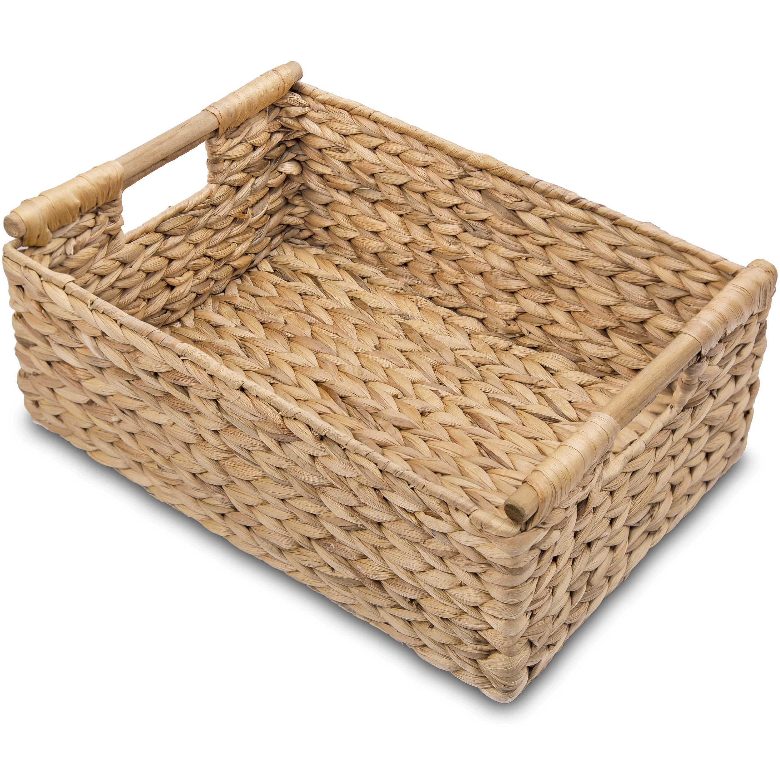 VATIMA Hyacinth Large Wicker Basket 15.5x10.8x6.2" - Rectangular, Wooden Handles, Shelf Organizer | Amazon (US)
