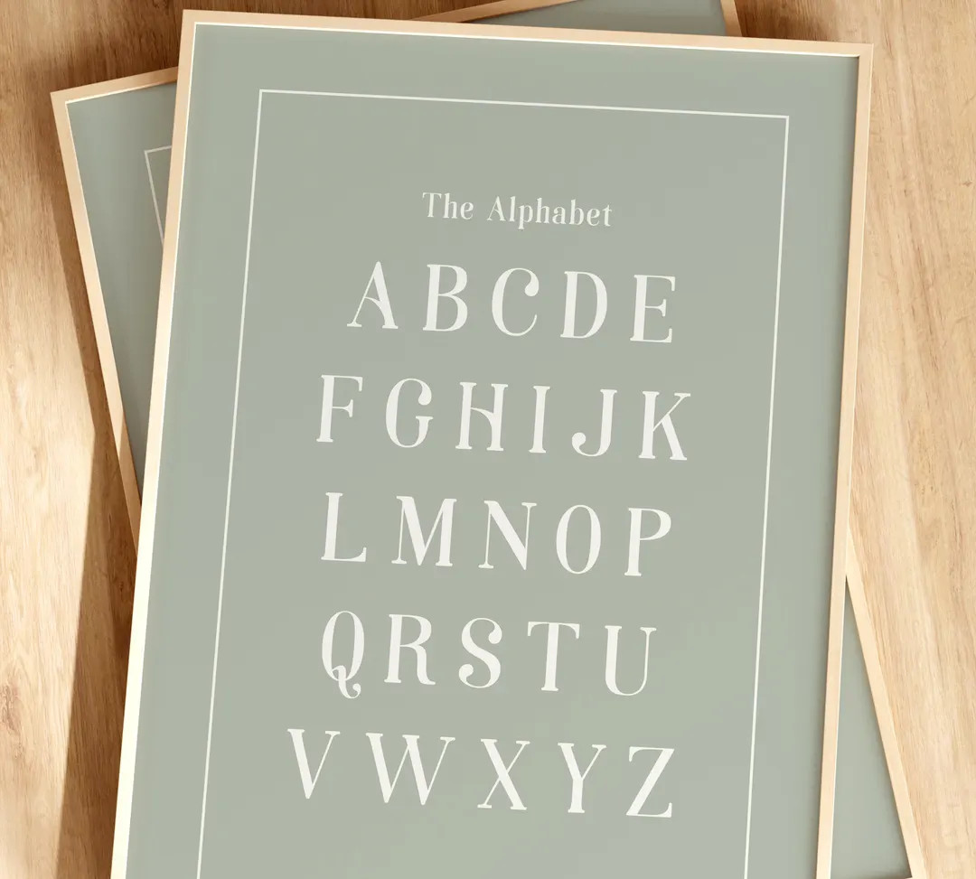 Vintage Alphabet Printable Wall Art, Sage Green ABC Poster, Learning Letters, Neutral Nursery Dec... | Etsy (US)