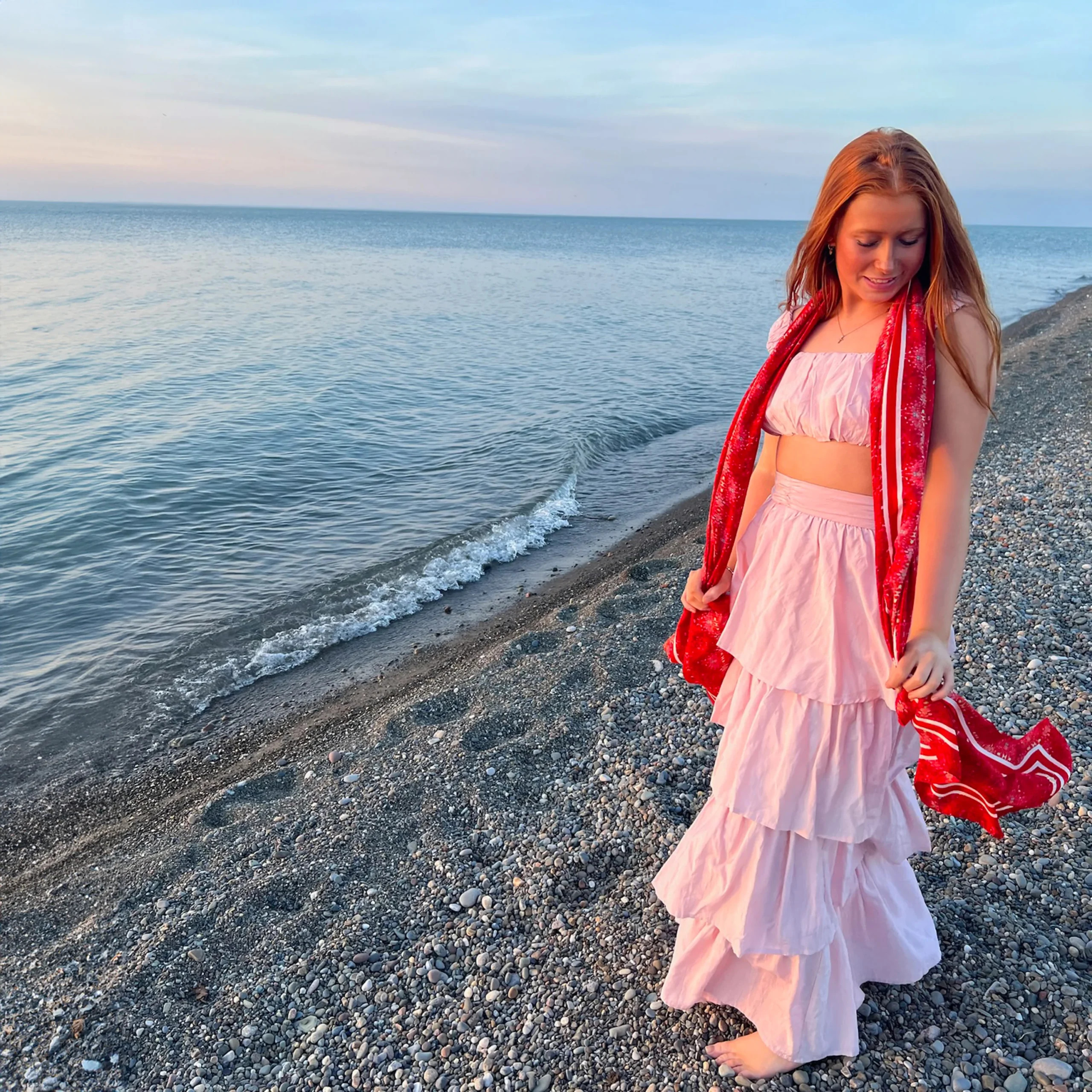 Red Mirror Silk Scarf - EVELYN & KATE | EVELYN & KATE (US)