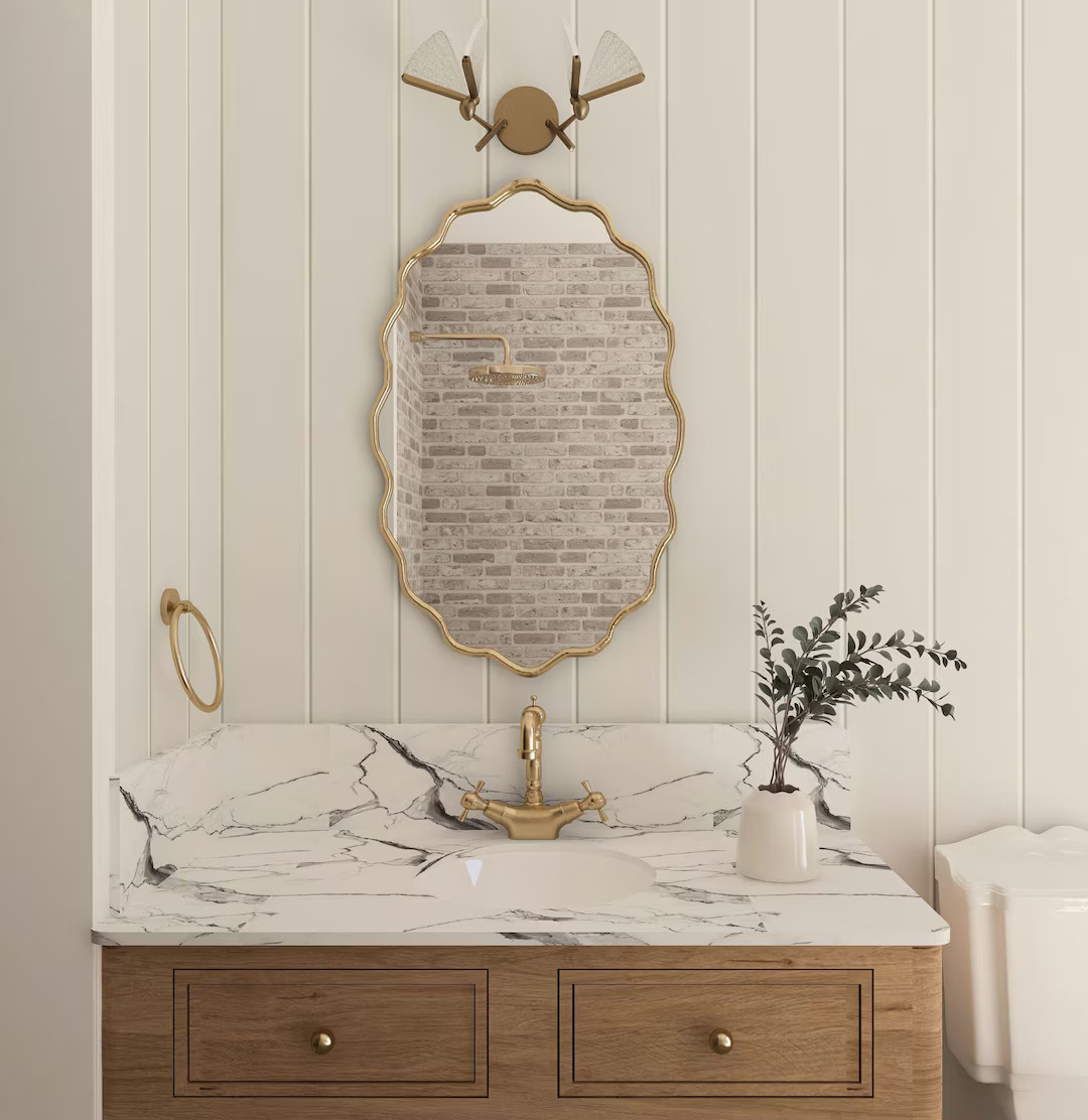 Elegant Irregular Mirror Home Decor Bathroom Design Asymmetrical Mirror Unique Custom Mirror | Etsy (US)