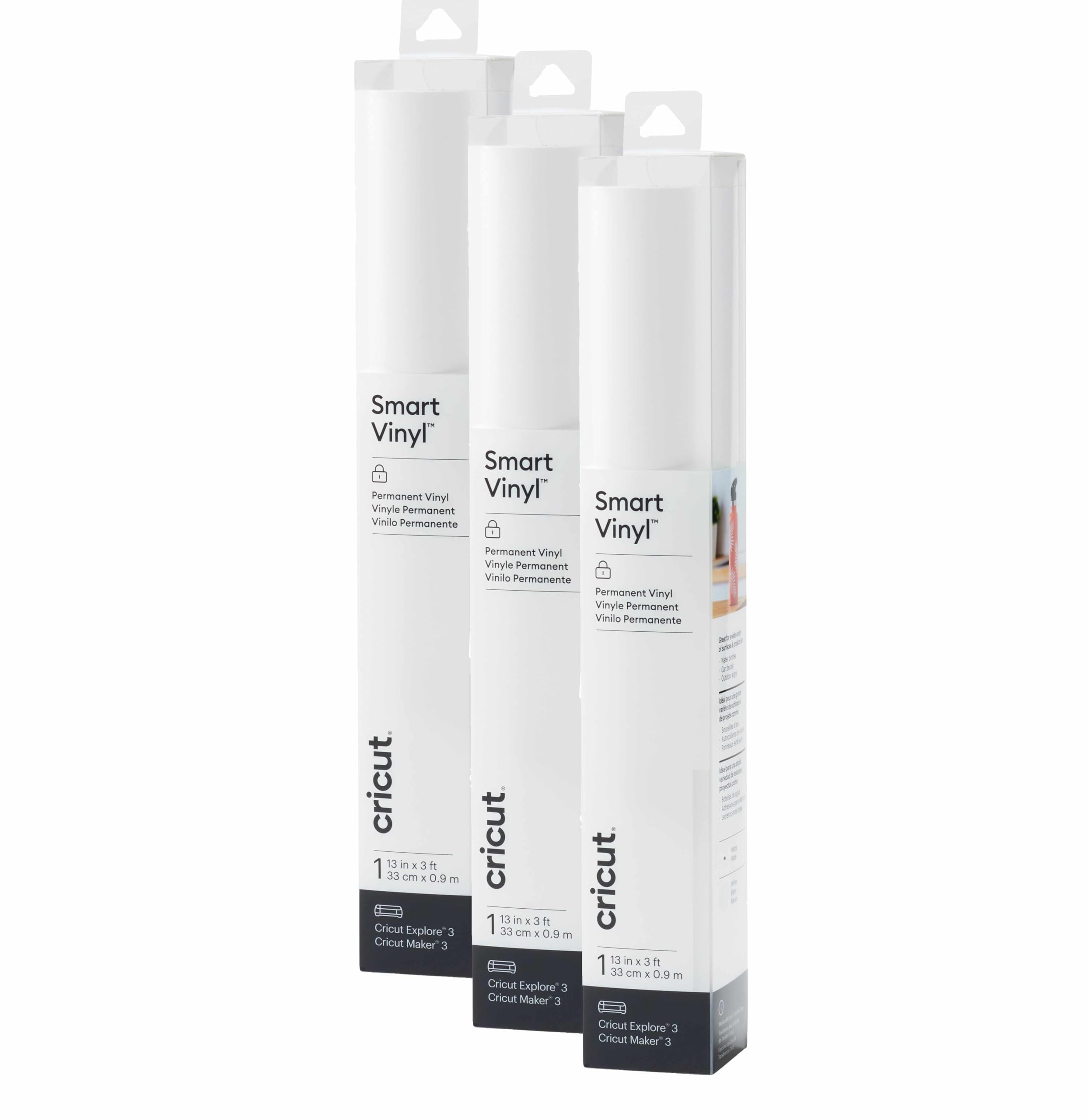 Cricut Smart Permanent Vinyl, White, 3-Pack of 3ft Rolls (13"x36") Adhesive Craft Vinyl - Matless... | Amazon (US)
