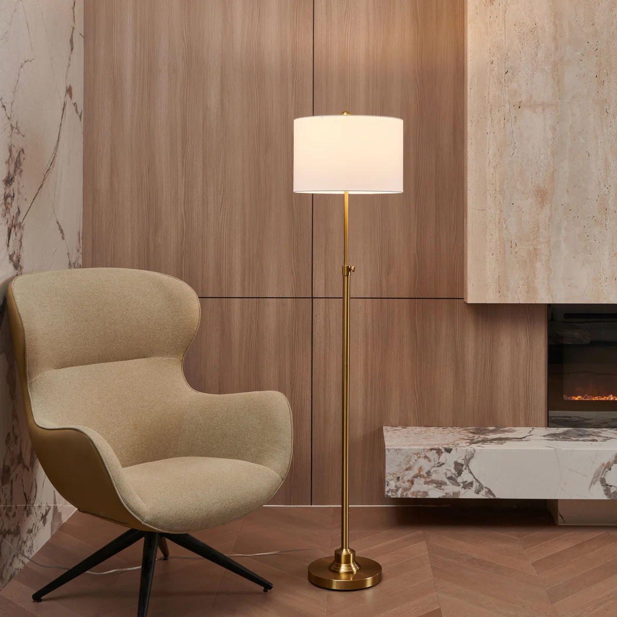 Carmeline 63.5" Traditional Adjustable Floor Lamp with Drum Lampshade | Wayfair North America