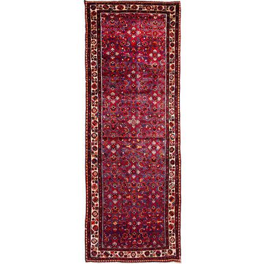 10' 6'' x 3' 5'' Hamadan Authentic Persian Hand Knotted Area Rug - 112661 | Los Angeles Home of rugs