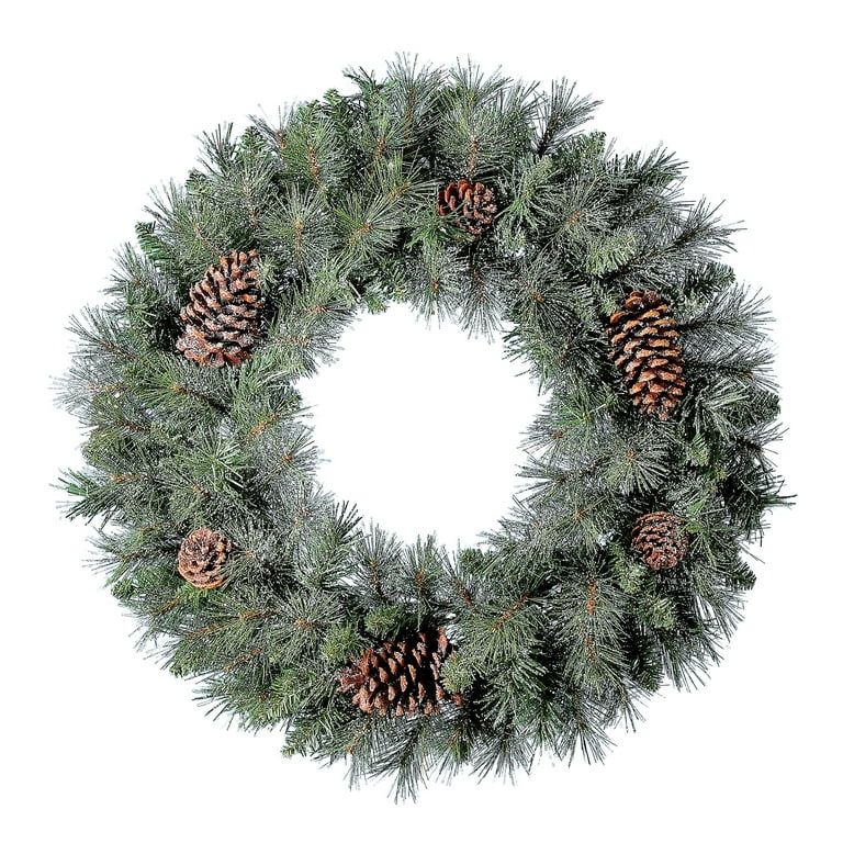 Holiday Time Non-Lit Conway Pine Artificial Christmas Wreath, 24" | Walmart (US)
