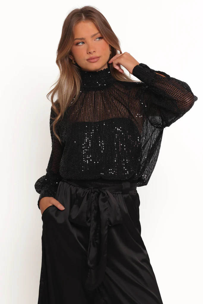 Stasya Sequin Top - Black | Petal & Pup (US)
