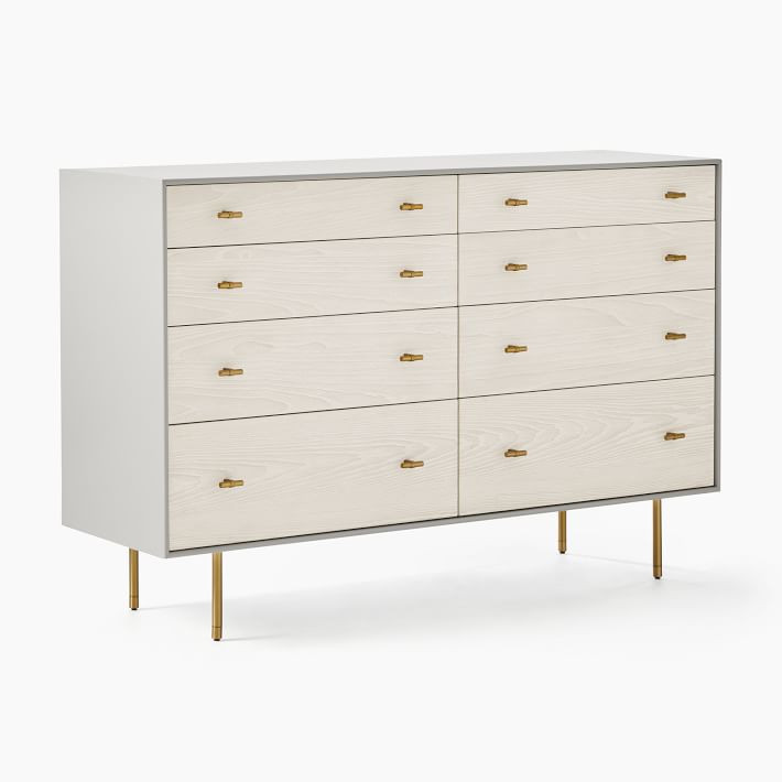 Modernist Wood + Lacquer 8-Drawer Dresser, Flax, Winter Wood | West Elm (US)