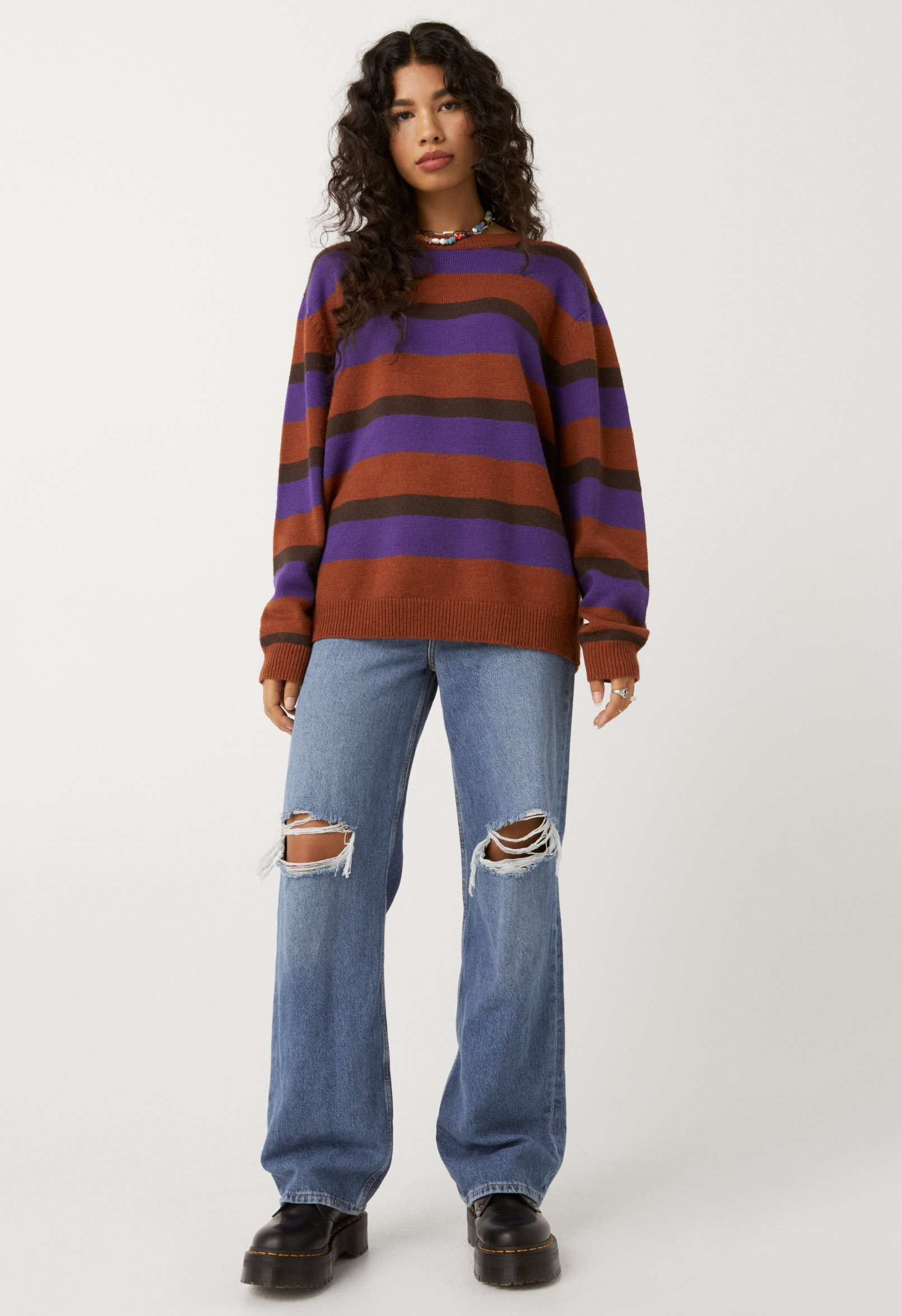 Purple sahara stripe oversized pullover | Daydreamer