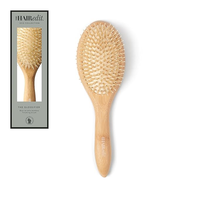 The Hair Edit Glossifier Boar Bristle Bamboo Brush, Hairbrush for Women, Bamboo Finishing Brush f... | Amazon (US)