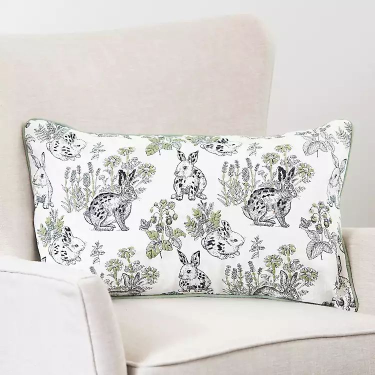 Floral Bunny Scene Easter Lumbar Throw Pillow | Kirkland's Home