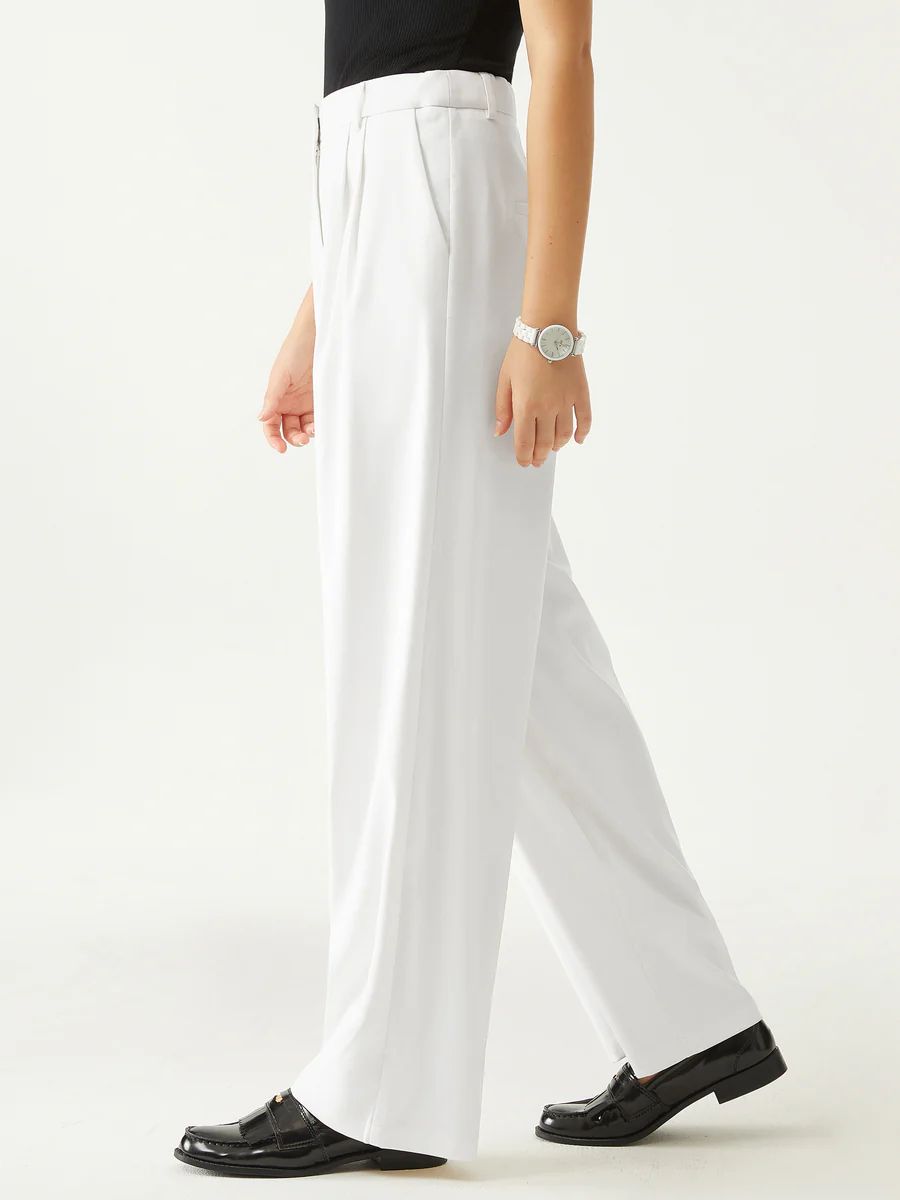 Effortless Wide-leg Tailored Pant - White | OGL