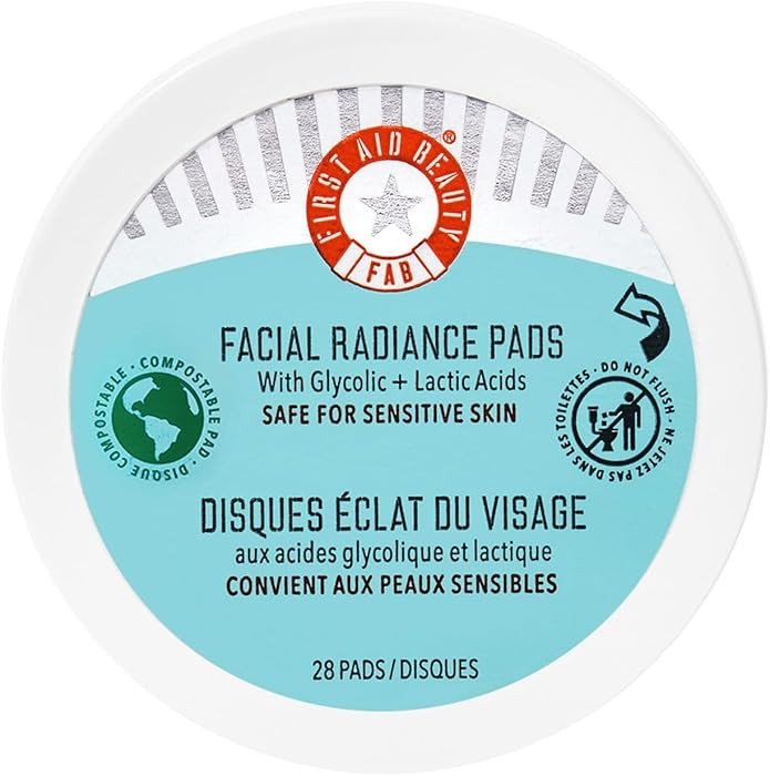 First Aid Beauty Facial Radiance Pads, Daily AHA Exfoliating Pads with Glycolic & Lactic Acid, To... | Amazon (US)