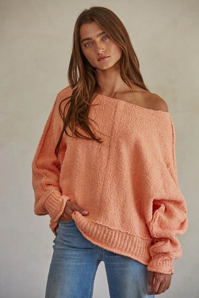 Coral Knit Oversized Sweater - Pullover Sweater | Boho Pink | Boho Pink