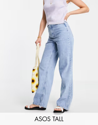 ASOS DESIGN Tall high rise relaxed dad jeans in light wash | ASOS (Global)