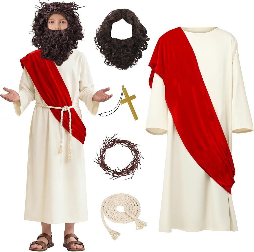 AOTHSO Costume for Kids Boys Biblical Religious Cosplay Outfit Shawl Waist Rope Wig for Easter Ha... | Amazon (US)