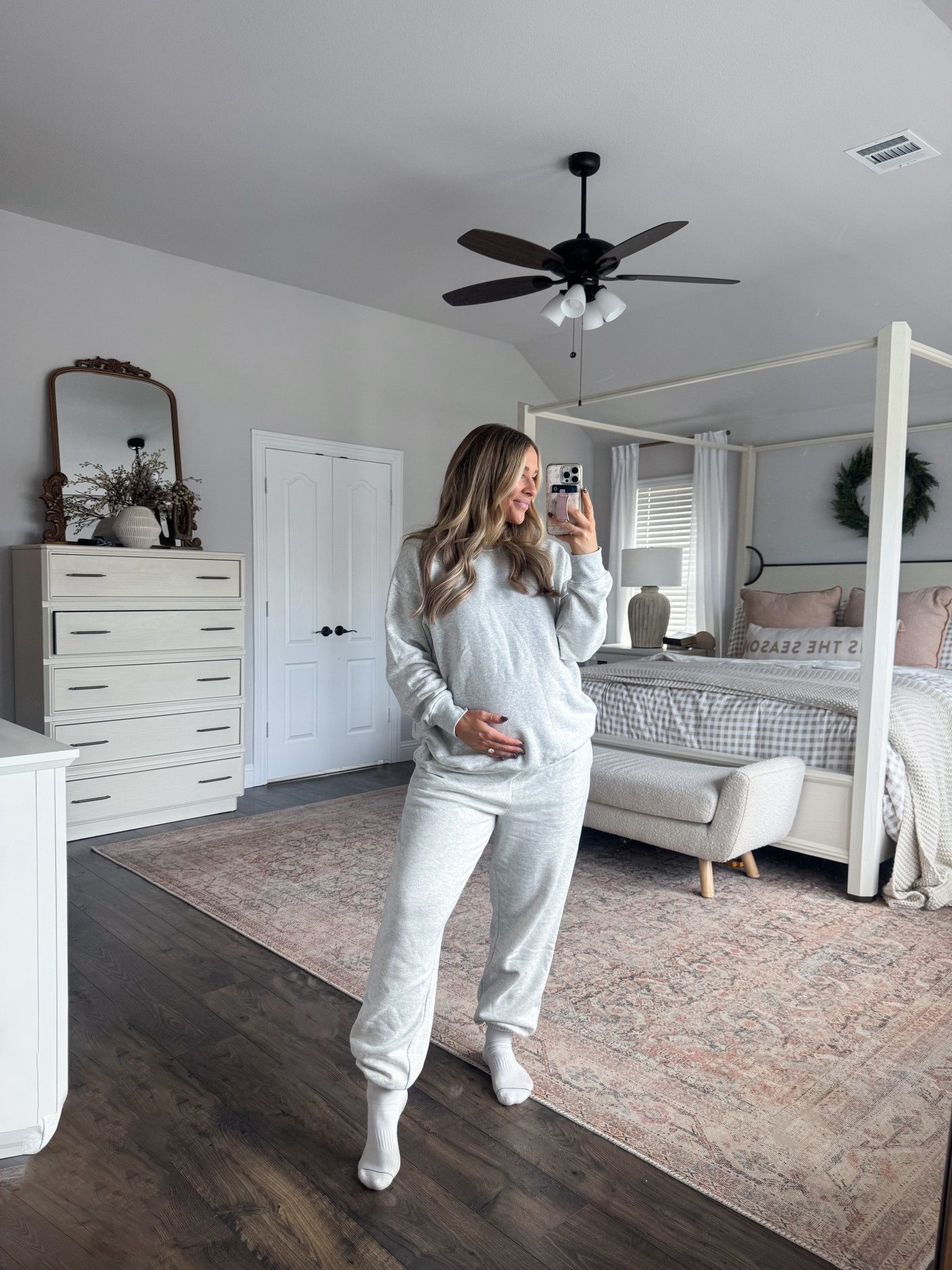 $10 sweatpants and sweatshirts! Wearing a large in both 