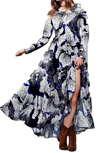 Free People NEW Blue White Women's Size Medium M Floral Maxi Dress $148 #026 | eBay | eBay US