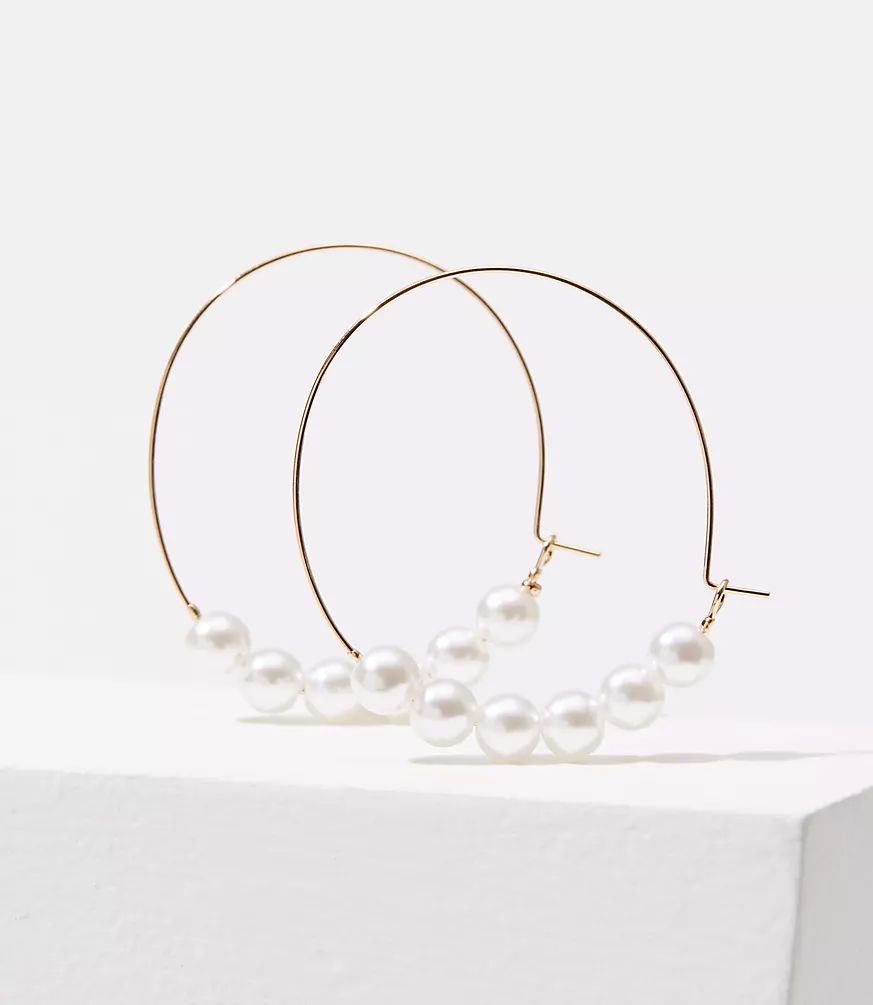 Pearlized Hoop Earrings | LOFT | LOFT