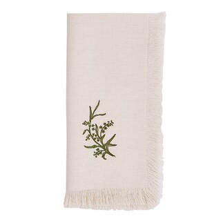 Fringed Embroidered Napkins 100% Linen with Floral Detail & Fringe Edges Set of 4 | Ballard Designs, Inc.