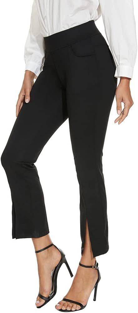 Feelyn Work Pants for Women Skinny Stretch Business Pants Comfy Yoga Dress Flare Leggings with Po... | Amazon (US)