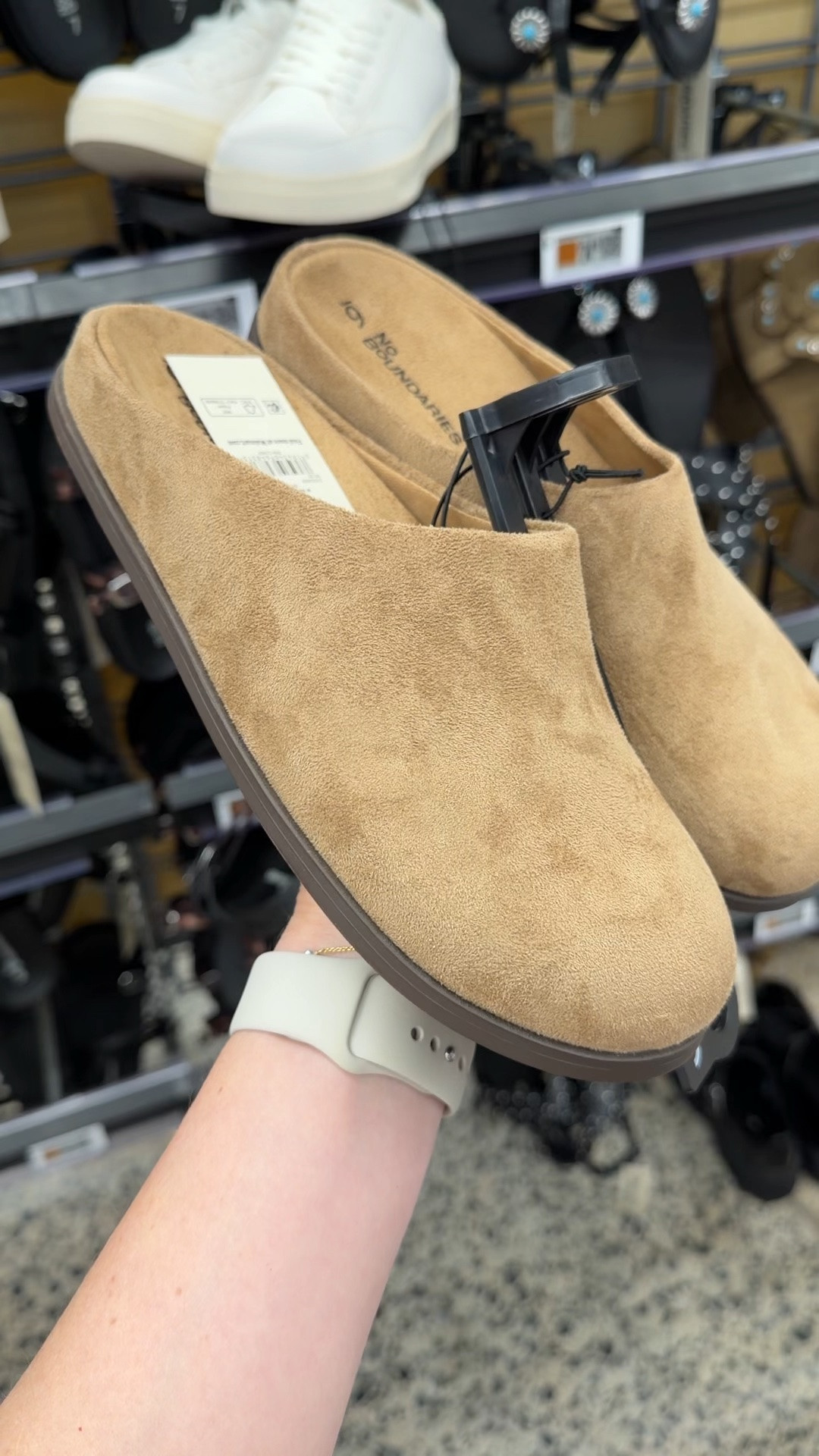 Guess what’s finally online?! Low faux suede clogs at Walmart! If between go down, unless you want these loose. #walmartfashion