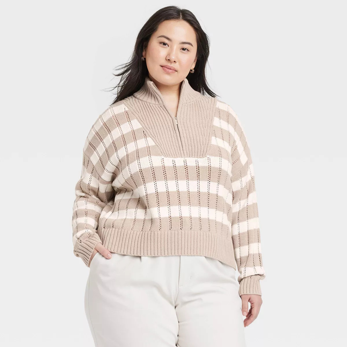 Women's Mock Turtleneck Quarter Zip Pullover Sweater - A New Day™ | Target