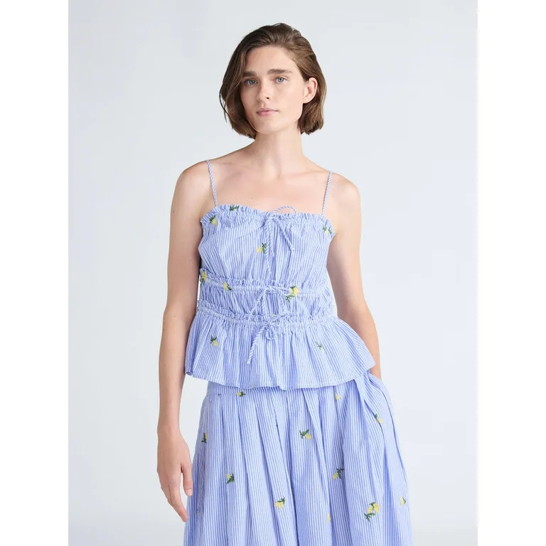 Free Assembly Women's Tiered Ruffle Cotton Sleeveless Top, Sizes XS-XXL | Walmart (US)