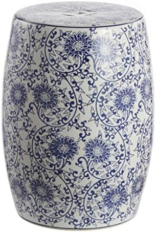 JONATHAN Y Lotus Blossom 17.5" Chinoiserie Ceramic Drum Indoor/Outdoor Garden Stool, Traditional ... | Amazon (US)