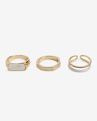 3 Piece Enamel & Rhinestone Mixed Ring Set | Express