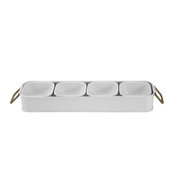 Better Homes & Gardens Galvanized Rectangle Condiment Tray, 17.44"L x 4.52" W, White | Walmart (US)
