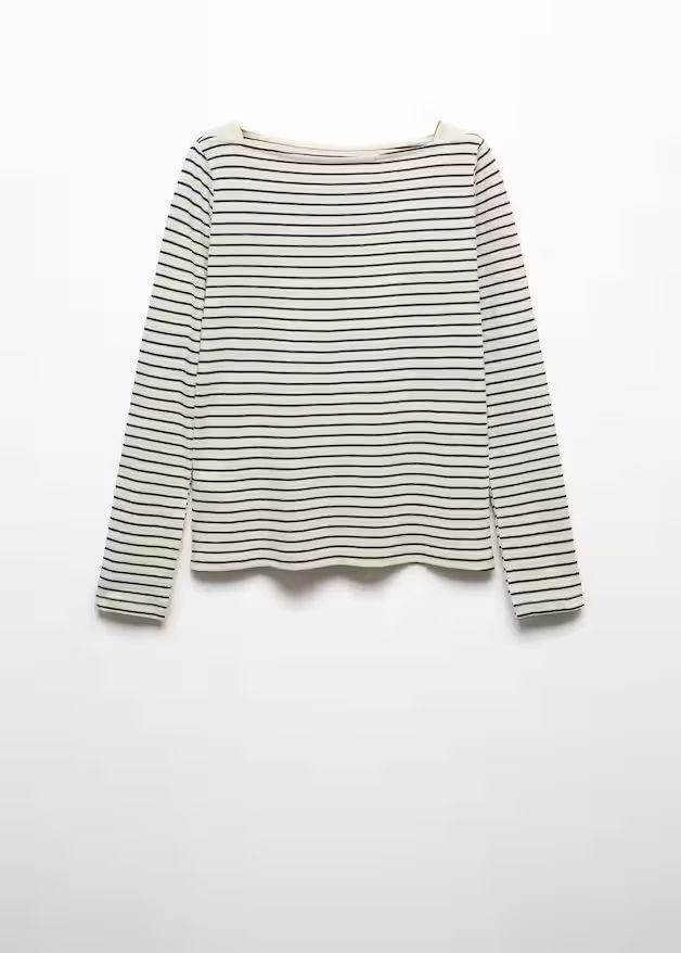 T-shirt col bateau coton -  Femme | Mango France | MANGO (FR)