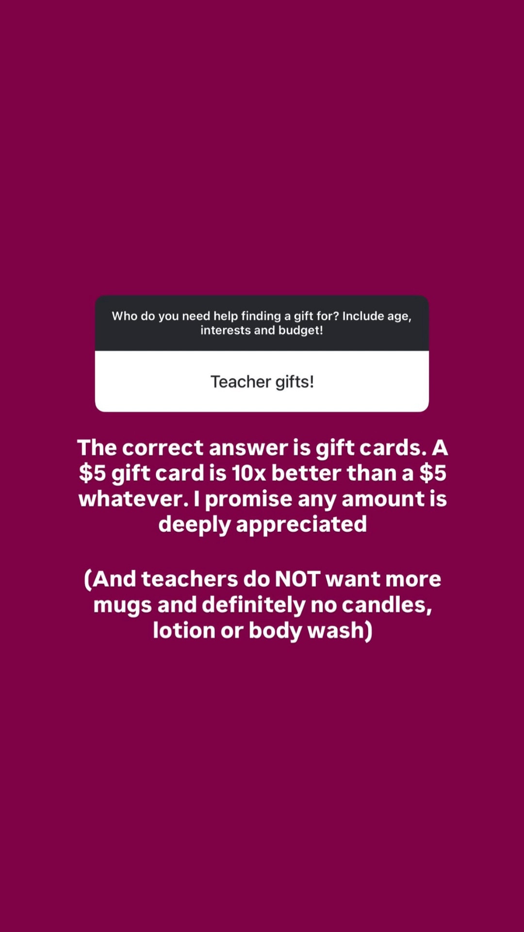 Teacher gifts couldn’t be simpler, I’ve gotten hundreds of messages from teachers and they all love a gift card - add in a handwritten, heartfelt note and you’re golden. 💛 

#LTKGiftGuide