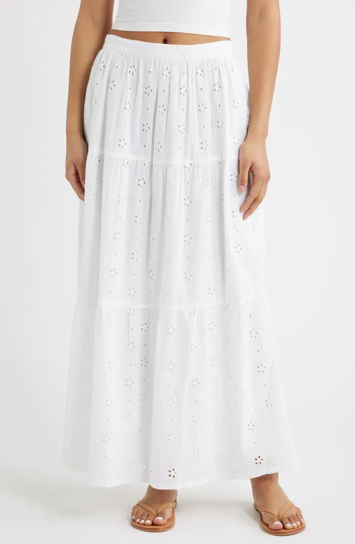 Oasis Broderie Tiered Maxi Skirt | Nordstrom