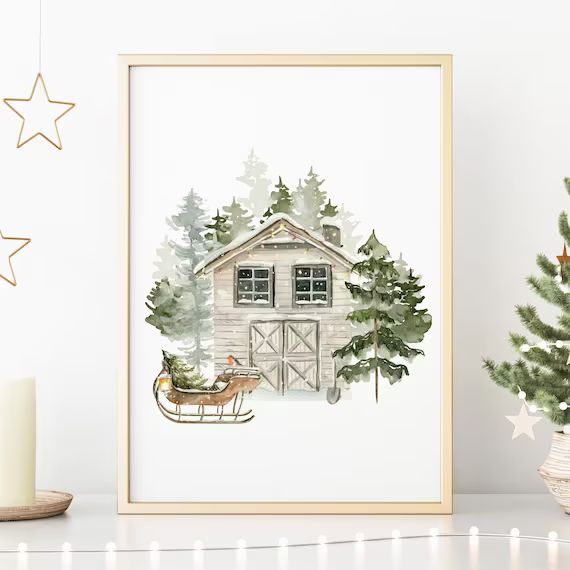 Winter Barn Printable, Holiday Wall Art, Winter Wonderland Print, Farmhouse Christmas Decor *DIGI... | Etsy (CAD)
