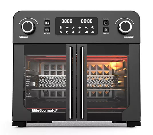Elite Gourmet Programmable 23-Liter French Door Air Fryer Oven - QVC.com | QVC