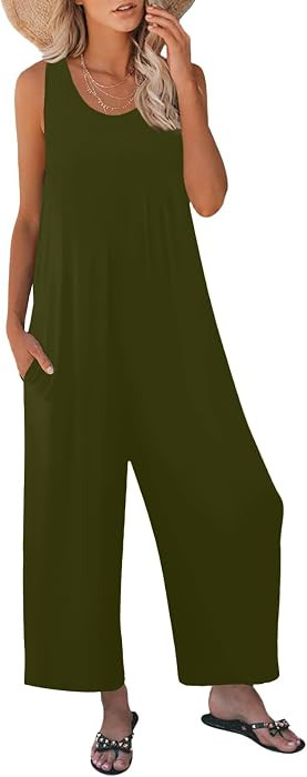 Nfsion Women's Summer Casual Loose Tank Jumpsuit Sleeveless Crewneck Long Pants Jumpsuit Romper w... | Amazon (US)