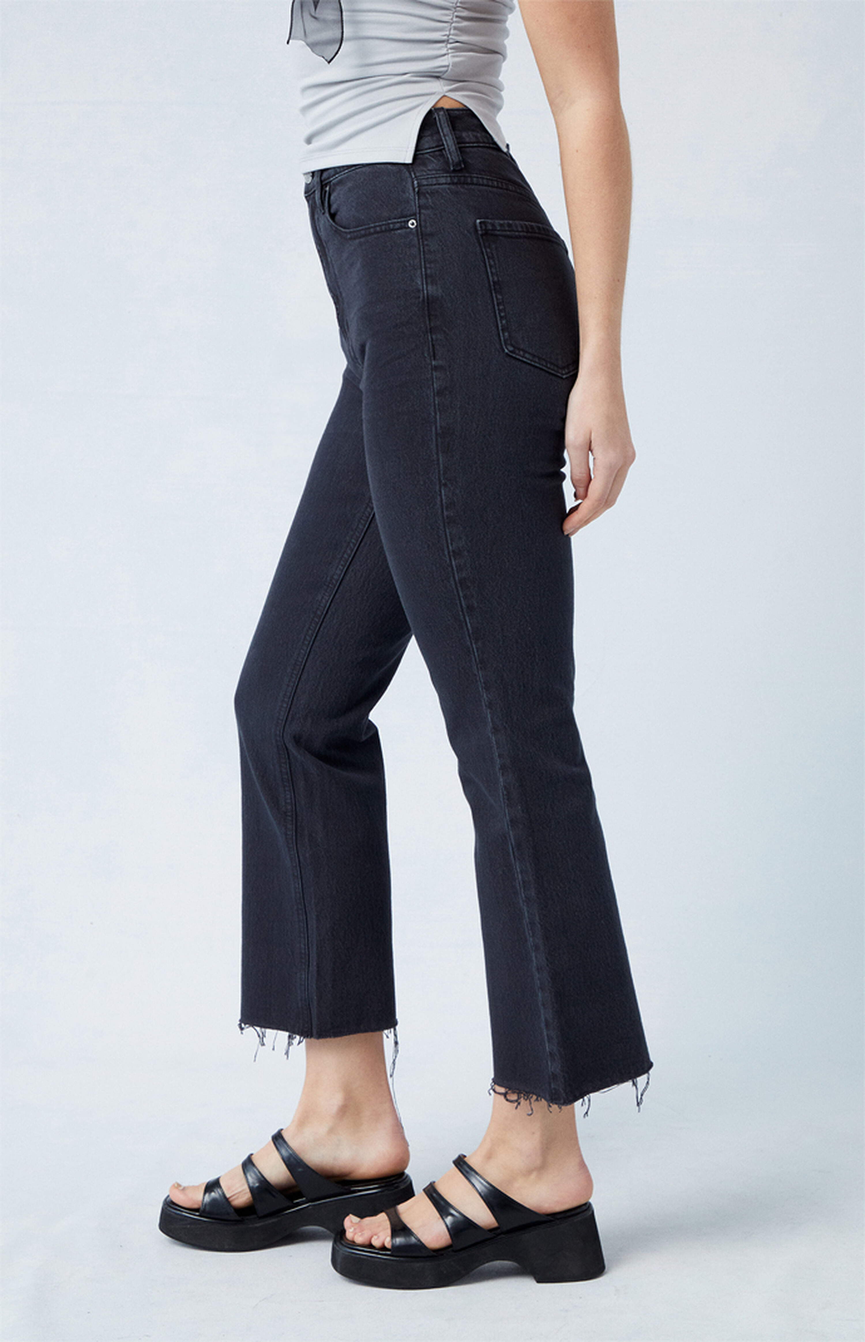 PacSun Eco Stretch Black High Waisted Cropped Bootcut Jeans | PacSun | PacSun