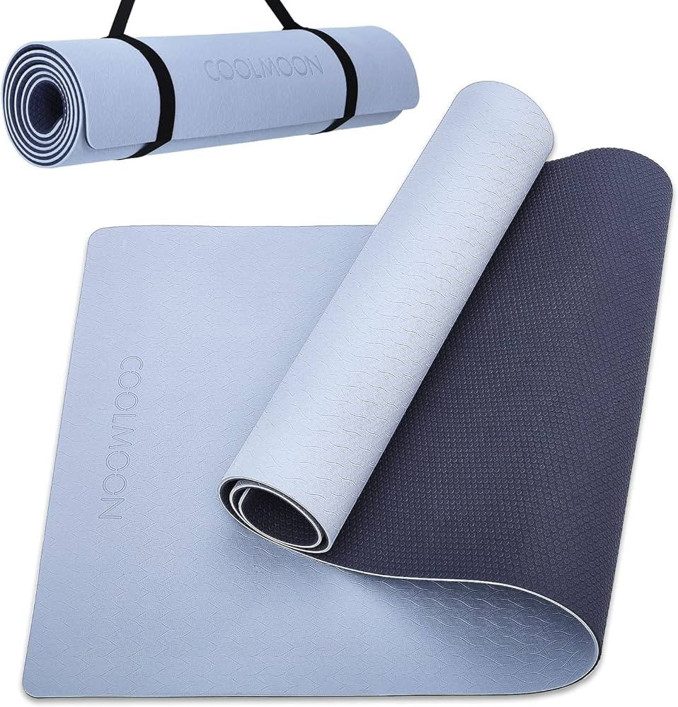 COOLMOON Yoga Mat Non Slip, Anti-Tear 1/4 Thick TPE Yoga Mats for Women and Men, 72"x24" Exercise... | Amazon (US)