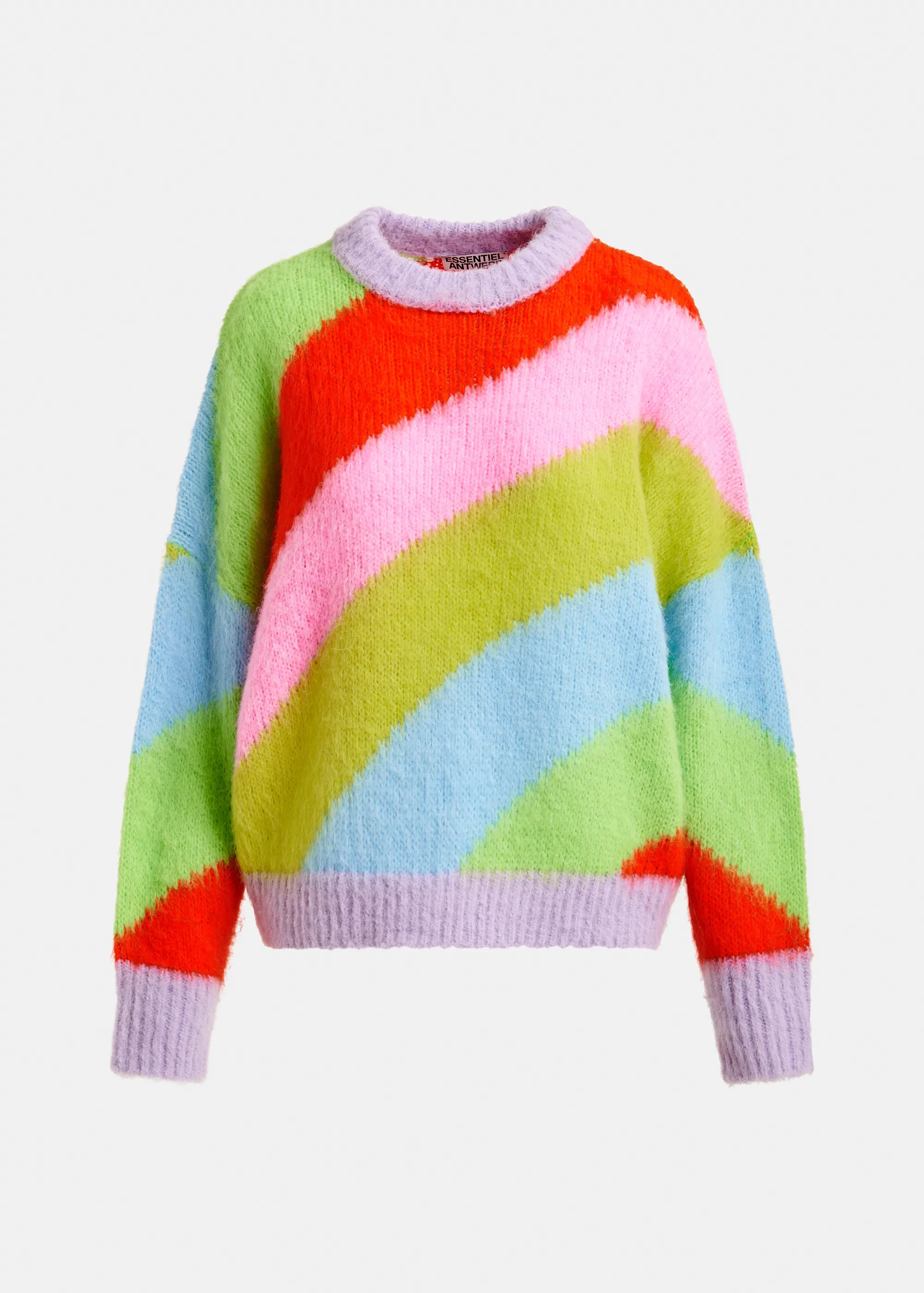 Multicolor intarsia knit striped sweater | Essentiel Antwerp United Kingdom | Essentiel Antwerp