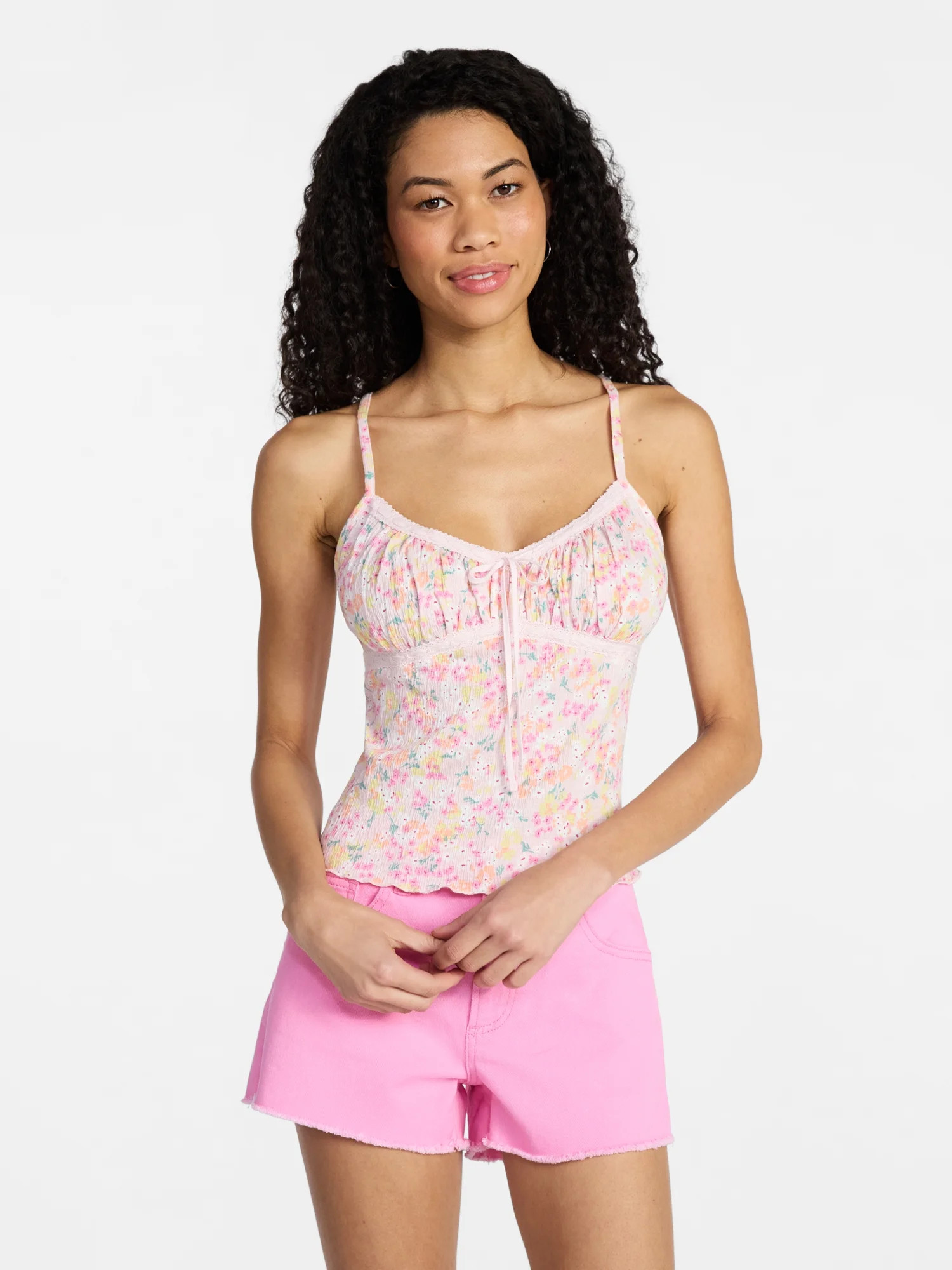 No Boundaries Lace Trim Cami, Women’s XXS-XXL | Walmart (US)