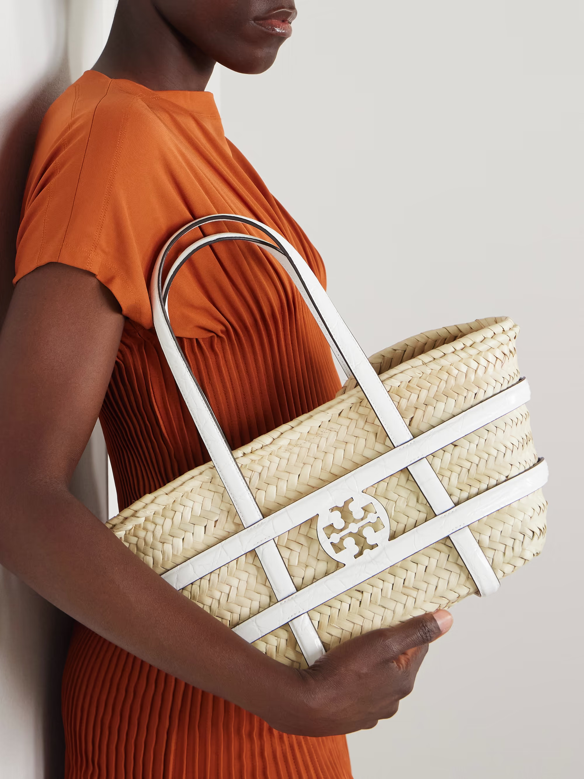 Ella small leather-trimmed woven straw tote | NET-A-PORTER APAC