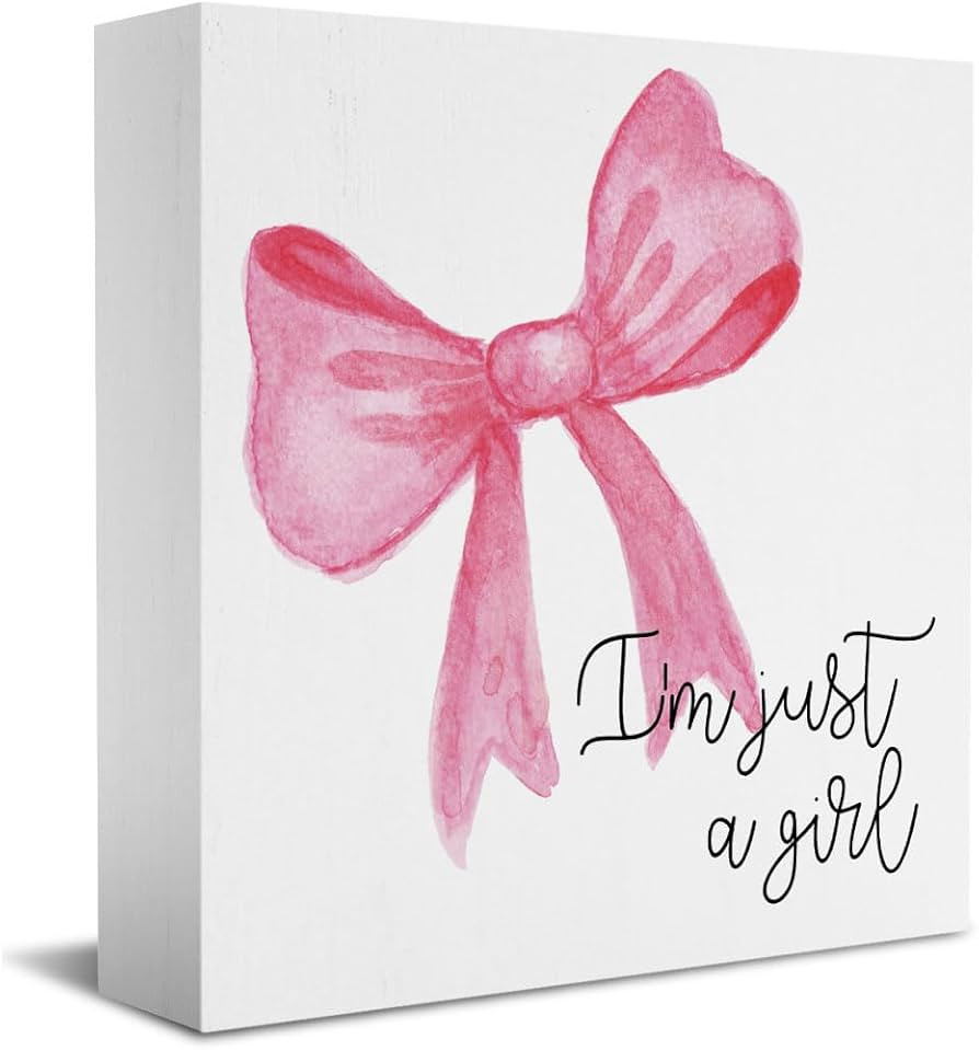 iRudyard Trendy Pink Bow Coquette Room Decor,Wooden Box Sign Desk Decor,Cute Preppy Stuff,Girly W... | Amazon (US)