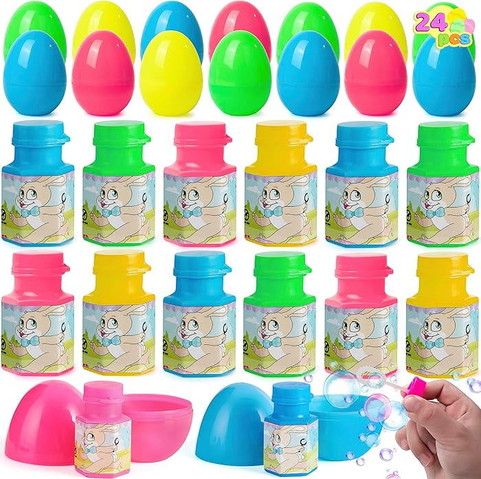 JOYIN 24 Pcs Prefilled Easter Eggs Bubble Wands for Kids Party Favors, Basket Stuffers, Toys Insi... | Amazon (US)