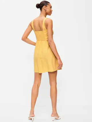 Fit & Flare Linen Mini Dress | Old Navy (CA)