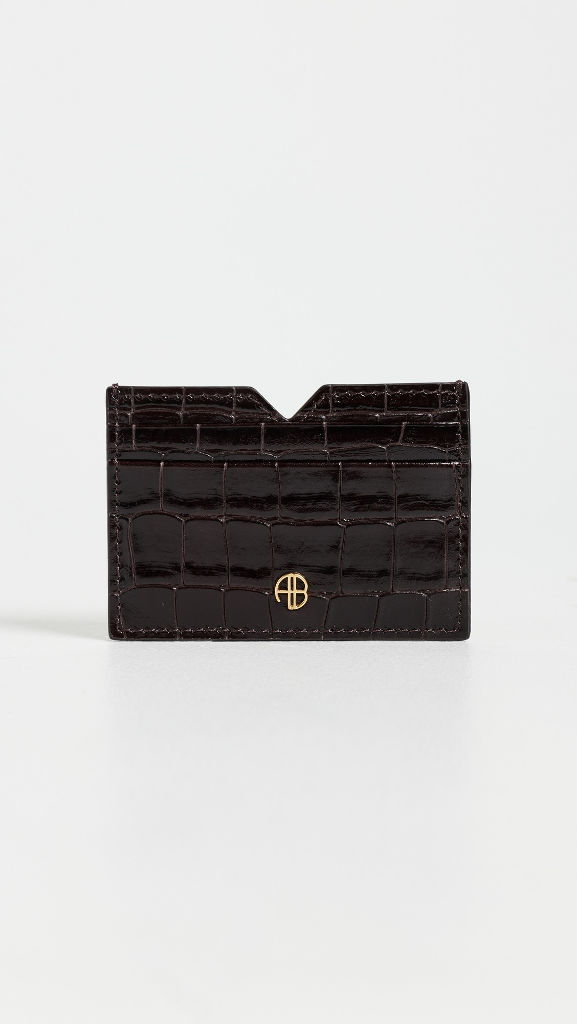 ANINE BING Calli Embossed Card Holder Dark Brown One Size | Shopbop