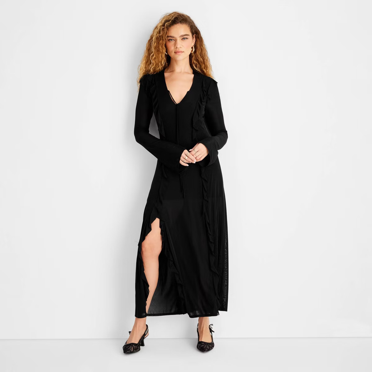 Women's Long Sleeve Ruffle Maxi Dress - Future Collective | Target