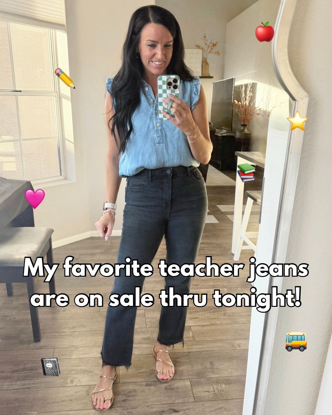 These jeans are my favorite for teachers and on SALE under $60! 😍 (Sale ends tonight 8/9!)

I love these black jeans for teaching because they're non-distressed, don't bag out, and are perfect for teachers going back to school!

Size & fit info: (I'm 5'5" and usually wear a size 4/27 and S for reference.) I would say they fit TTS, but I did end up sizing down to a 2 in these jeans because of the stretch. I also do not dry them in the dryer (just personal preference-l lay all of my jeans flat to dry).


#nsale #nordstromanniversarysale #nordstrom @nordstrom #backtoschool #teacheroutfits teacher jeans, black jeans, Wit and Wisdom jeans, Nordstrom jeans, straight leg jeans, jeans for every season, primary teacher, elementary teacher, teacher outfits, Nordstrom Anniversary sale, casual workwear

#LTKSaleAlert #LTKWorkwear #LTKOver40