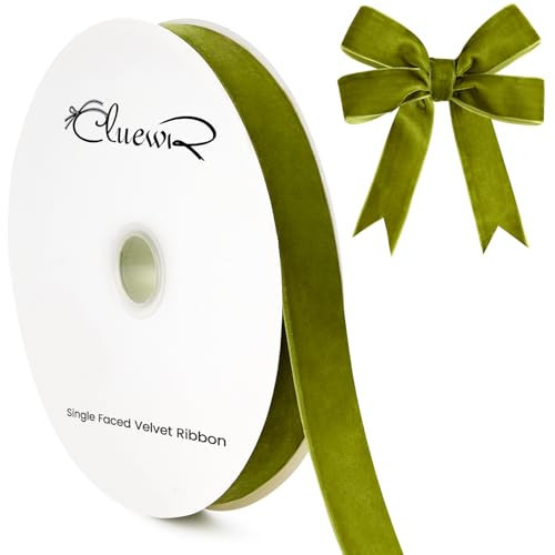 CLUEWR Green Velvet Ribbon, 1 Inch 25 Yards Spool Ribbon for Christmas Tree, Gift Wrapping, Bows Making, Handmade Crafts, Wreath Decoration, Flower Bouquet | Amazon (US)